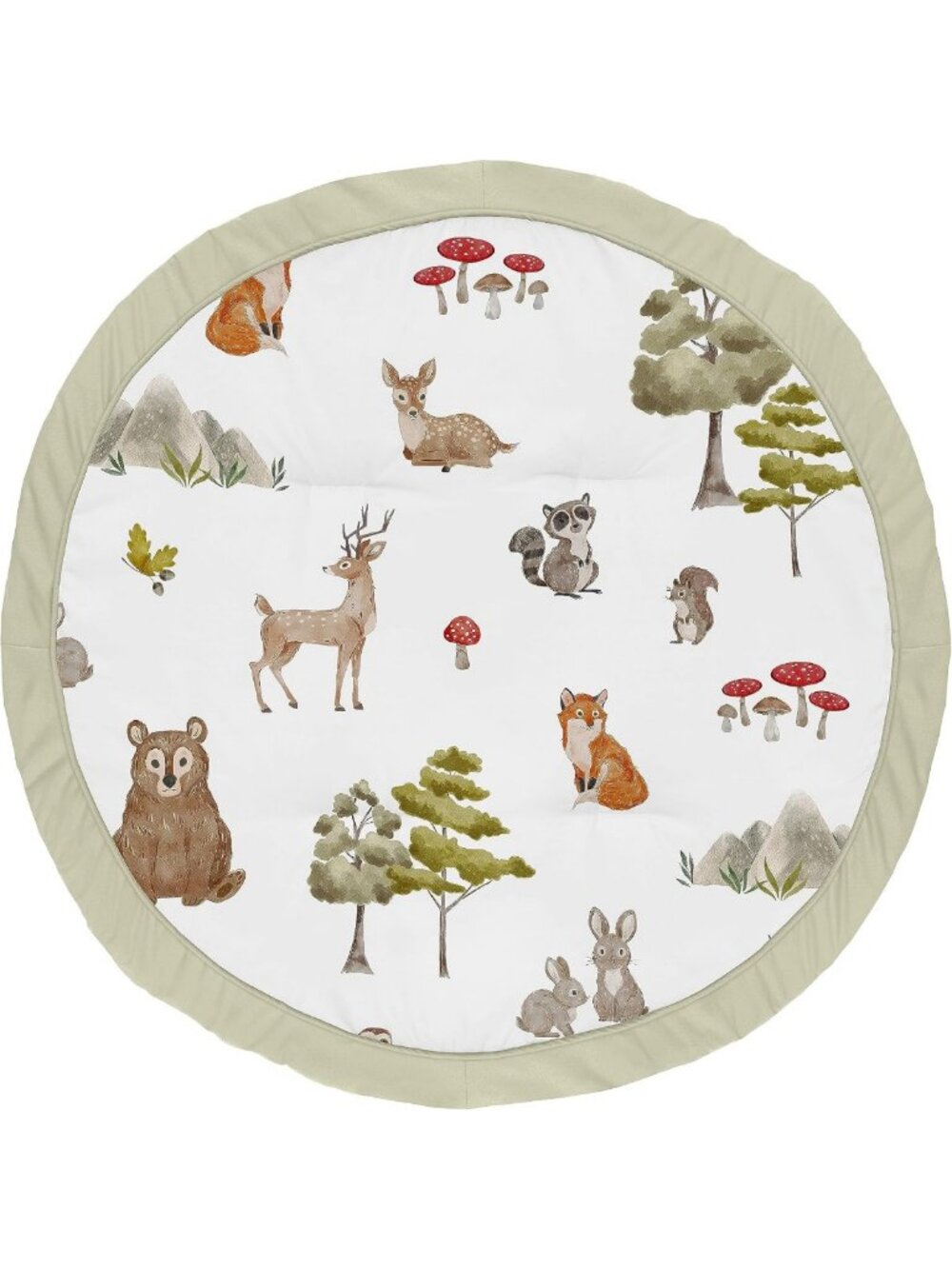 Woodland Forest Animals Baby Play Mat - Gender Neutral Tummy Time Activity Mat